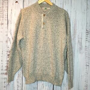 EUC Vintage Woods Men's Wool Sweater, marled grey & cream knit, Sz XL USA made.